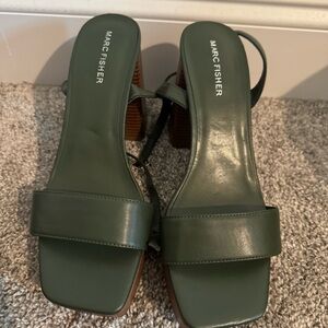 Marc Fisher Olive Green Block Heel Sandals size 10